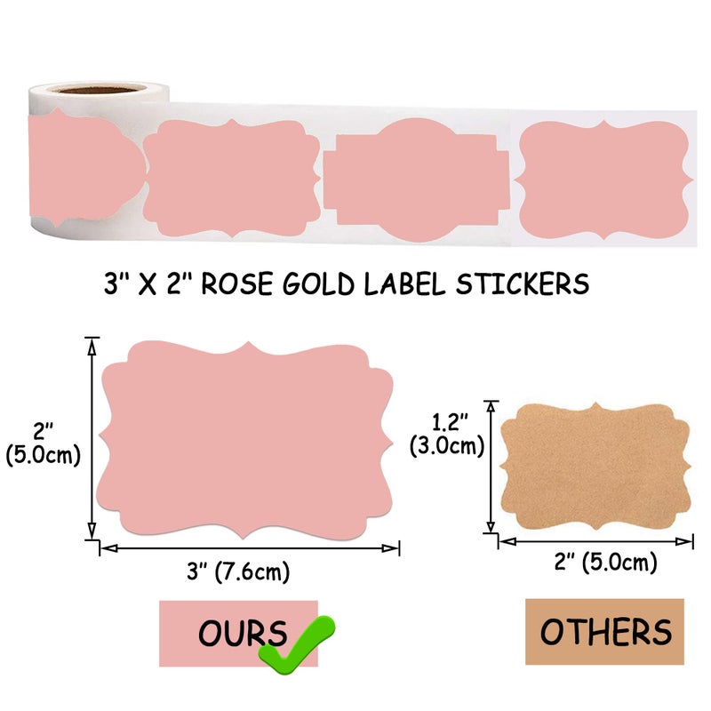 SALEMAR 2 x 3 inch Rose Gold Sticker Labels 200PCS Sticky Tag Stickers for Essential Oil  Bottles  Food  Jars  Canning  Christmas(Rose Gold) - Image 2